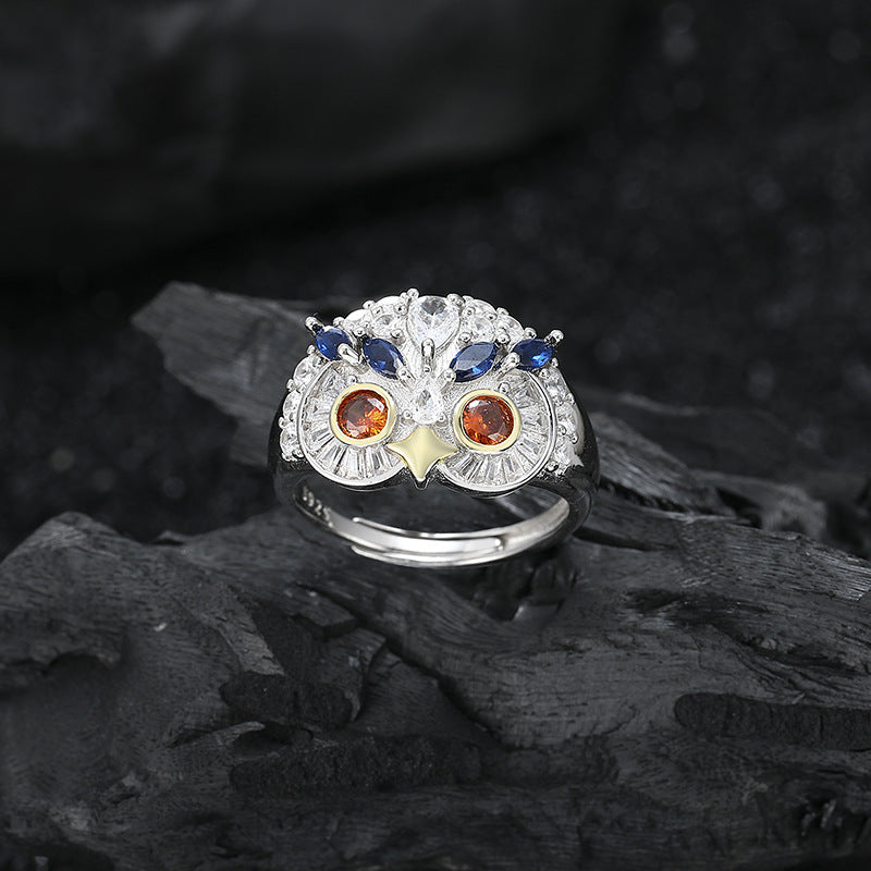 S925 Sterling Silver Niche-design Vintage Everyday Versatile Owl Ring
