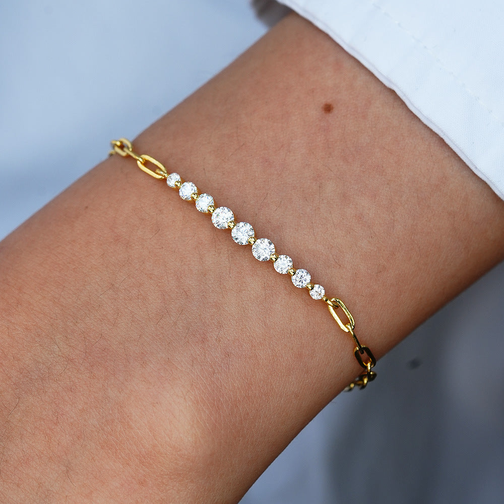 Irregular Straight Row Bracelet For Women D-color Moissanite S925 Sterling Silver