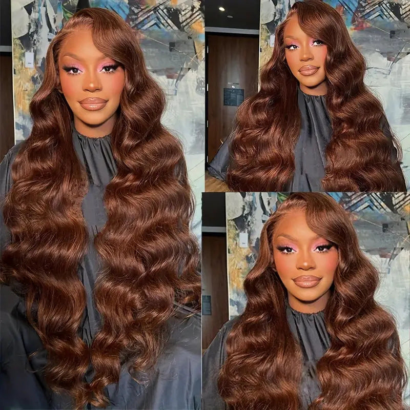 Brown Big Wave Fake Long Curly Wig Head Cover