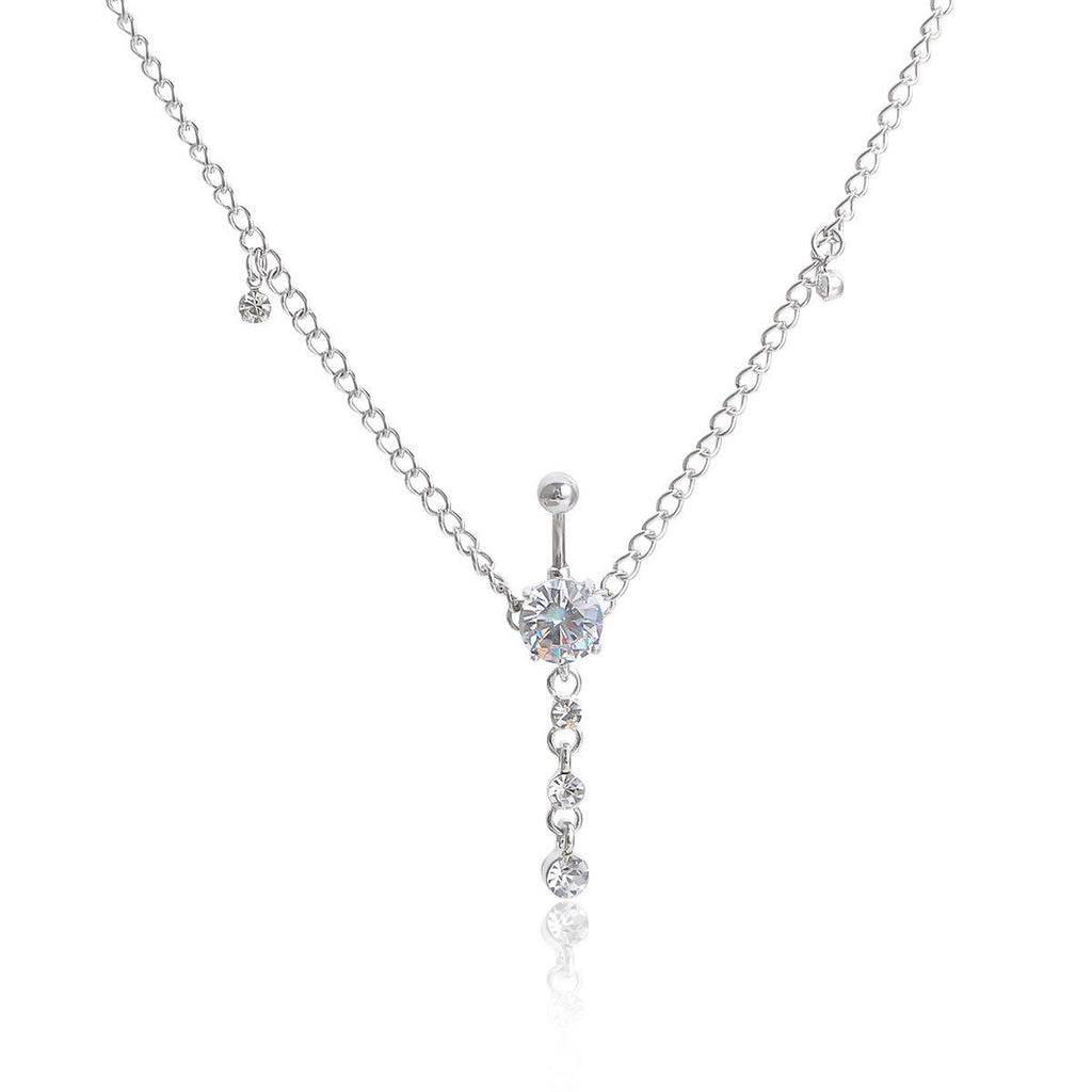 Sexy Minimalist Body Chains Human Body Perforated Zircon Navel Stud