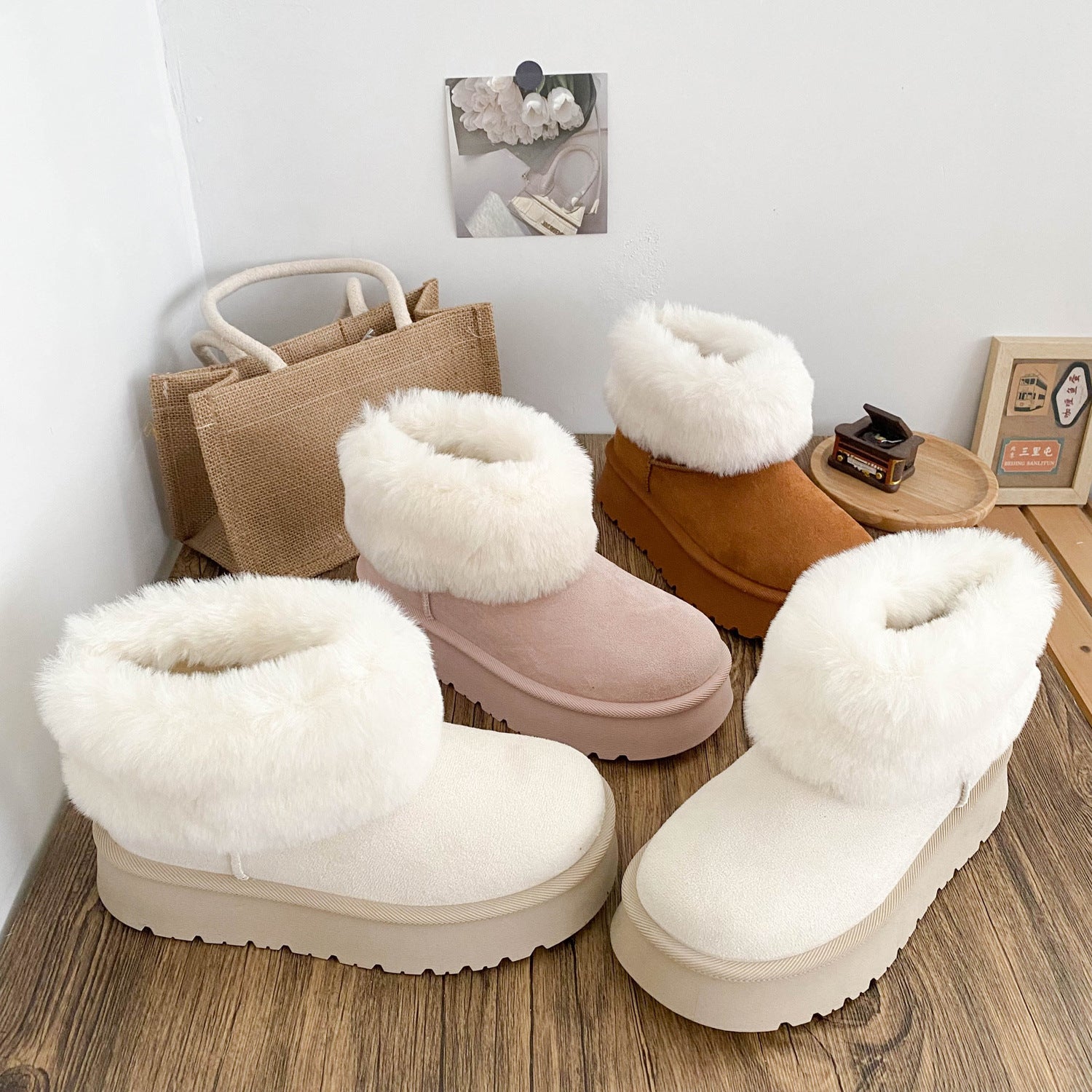 Women's Short-tube Snow Boots With Latex Insoles