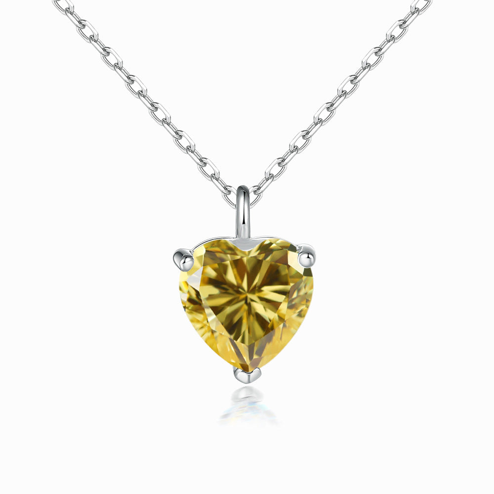 Simple Heart-shaped Zircon Pendant Necklace Versatile