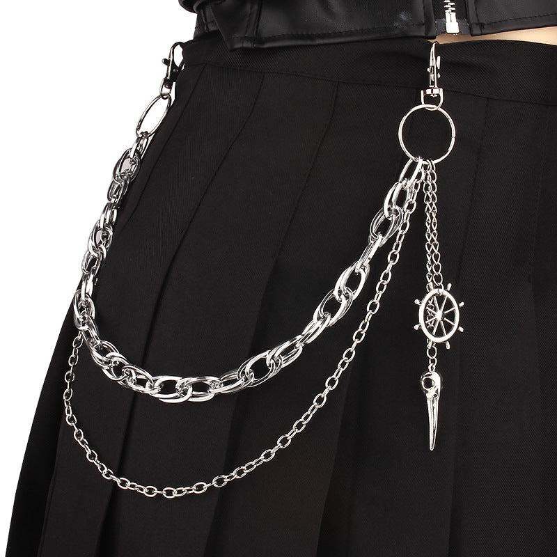 Halloween Gothic Dark Avian Head Pants Chain Pants Accessory