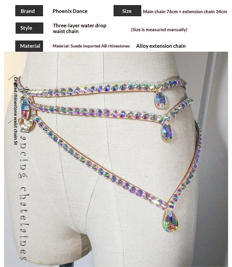 New Belly Dance Waist Chain, Heavy-duty Hot Drilling Oriental Dance Handmade