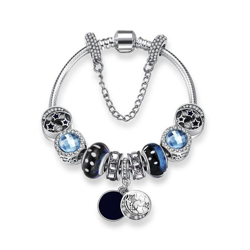 Women's Casual Blue Starry Sky Pendant Beaded Bracelet
