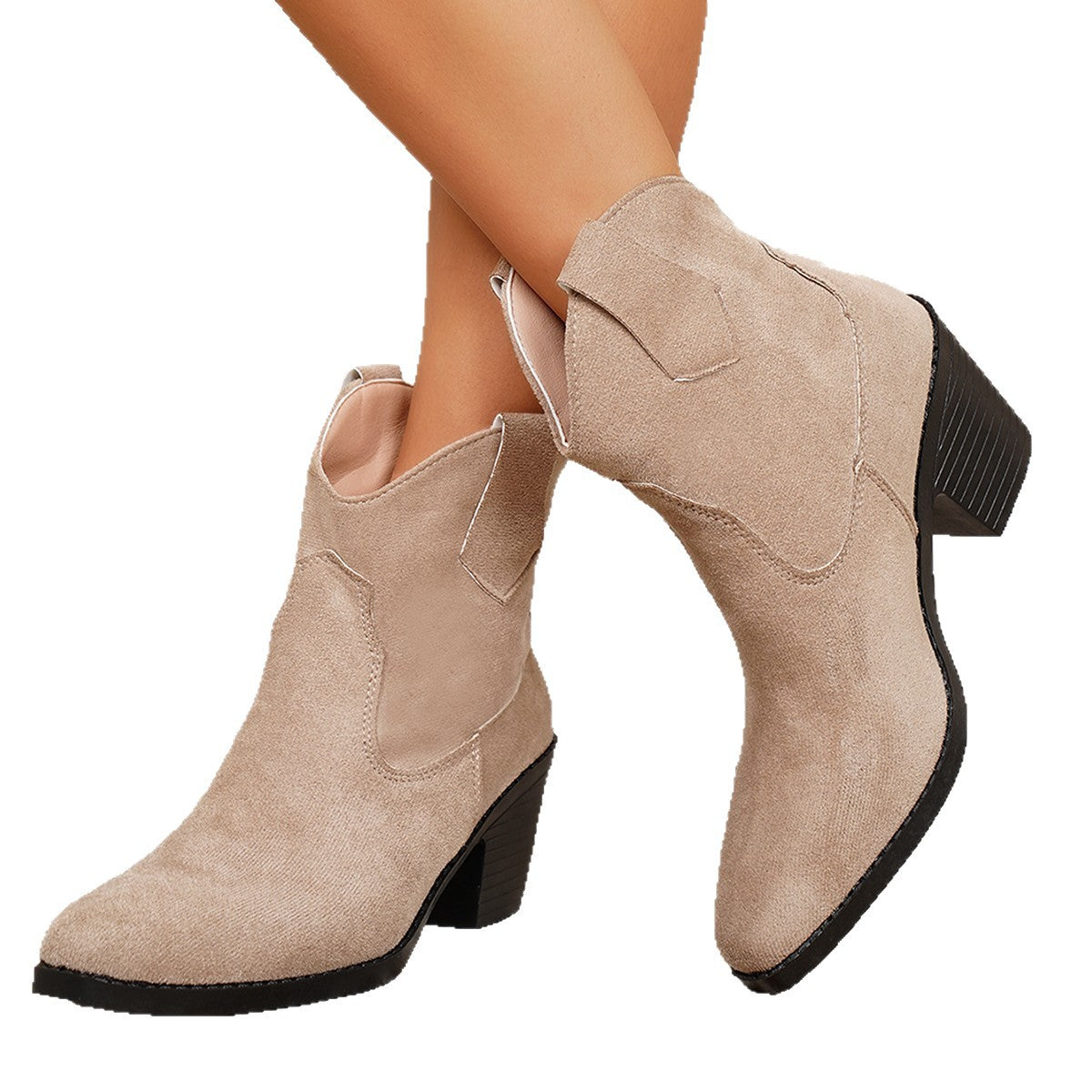 Women's Autumnwinter Ankle Boots With Chunky Heels And Pointed Toes