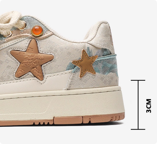 High-end Platform Platform Sneakers With Star Pattern For Couples