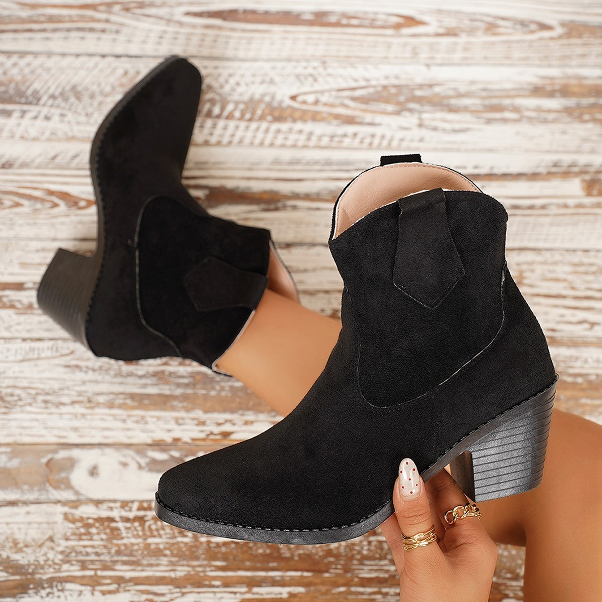 Women's Autumnwinter Ankle Boots With Chunky Heels And Pointed Toes