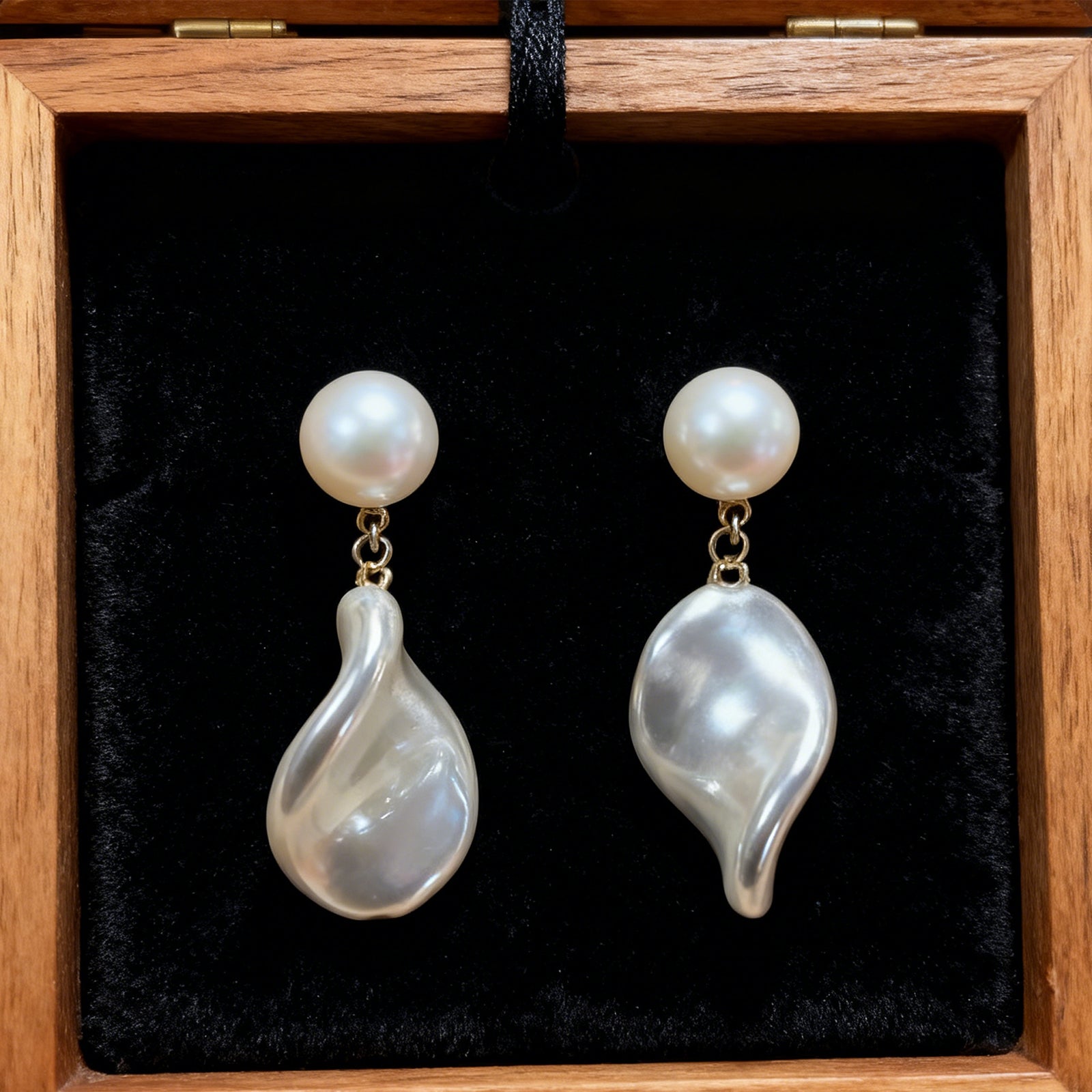 Irregular Pearl Drop Earrings-0172