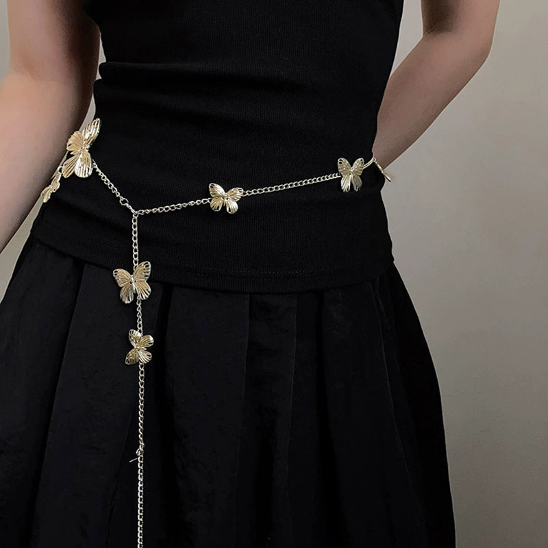 Golden Butterfly Waist Chain All-match Simple Belt Retro Style