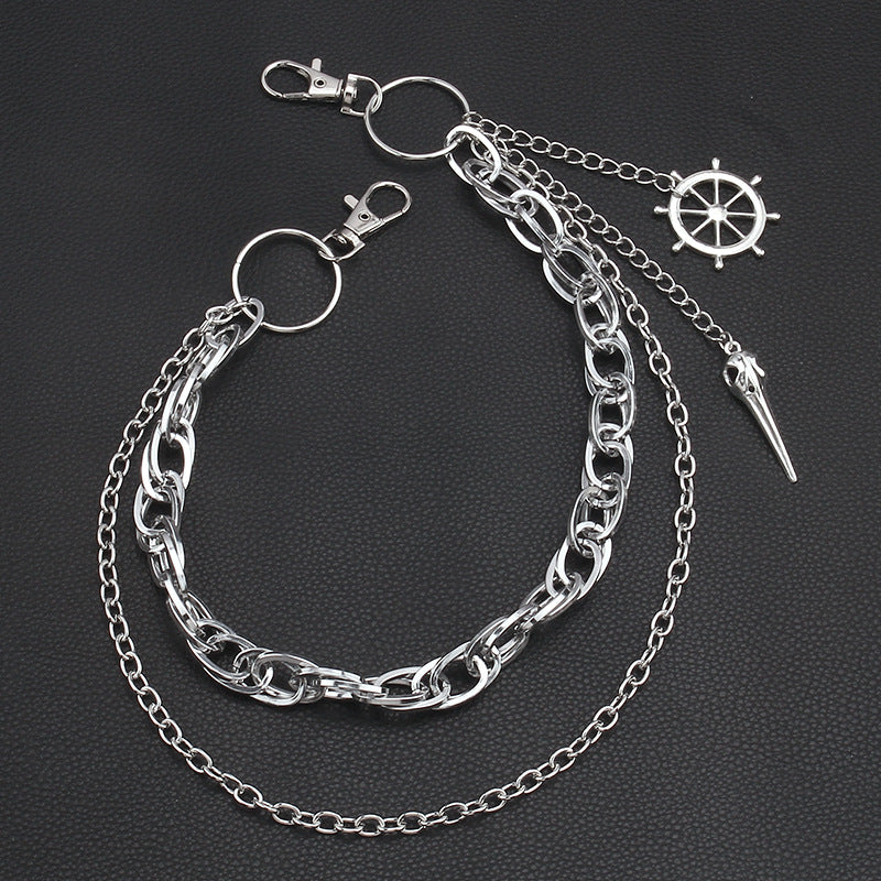 Halloween Gothic Dark Avian Head Pants Chain Pants Accessory