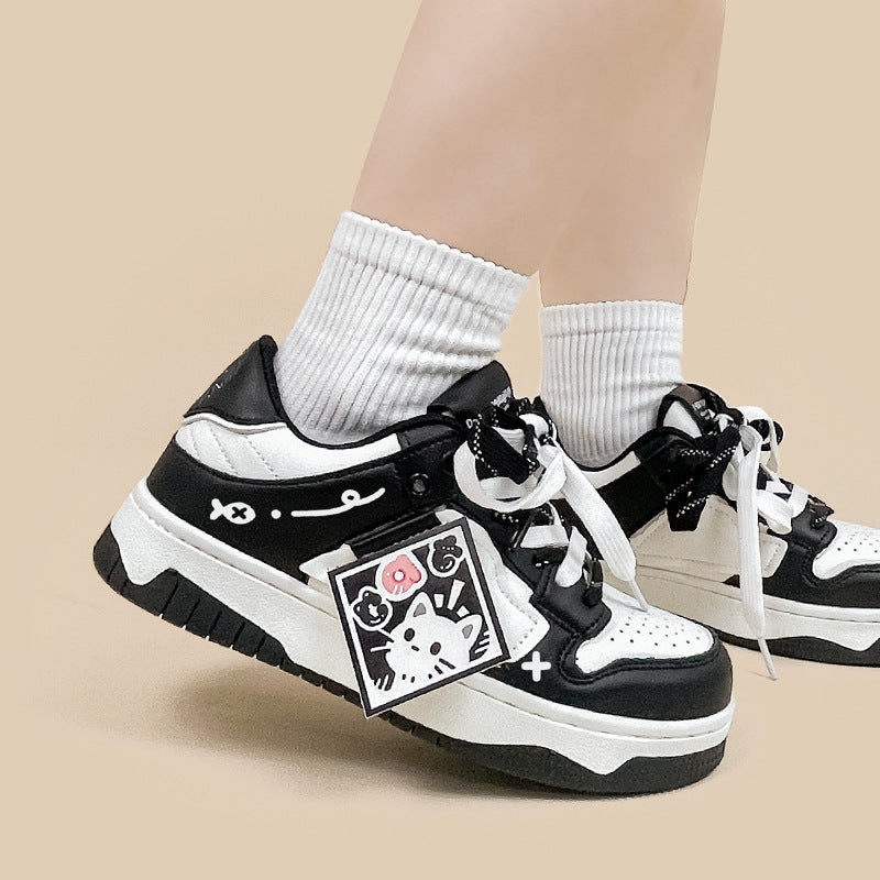 Black And White Board Shoes Women's All-match