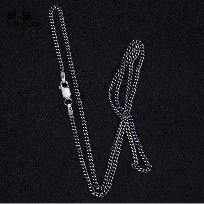 Aged-style Necklace 925 Sterling SilverMinimalist Unisex Delicate Cuban Link Chain