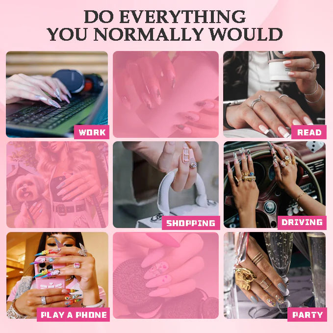 Gddsha 2025 10PCS Long Novel Design And Reusable Handmade Nails 10PCS Pmma Acrylic Nails Press OnNails Kit With Box Gifts For Women,Pink Mirage