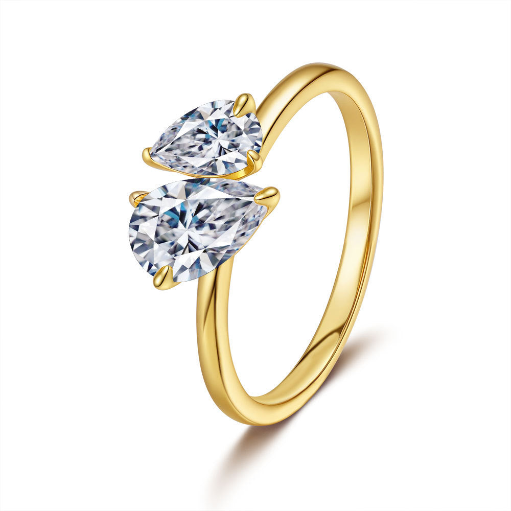 Women's 925 Sterling Silver Square Drop Exaggerated Moissanite Ring