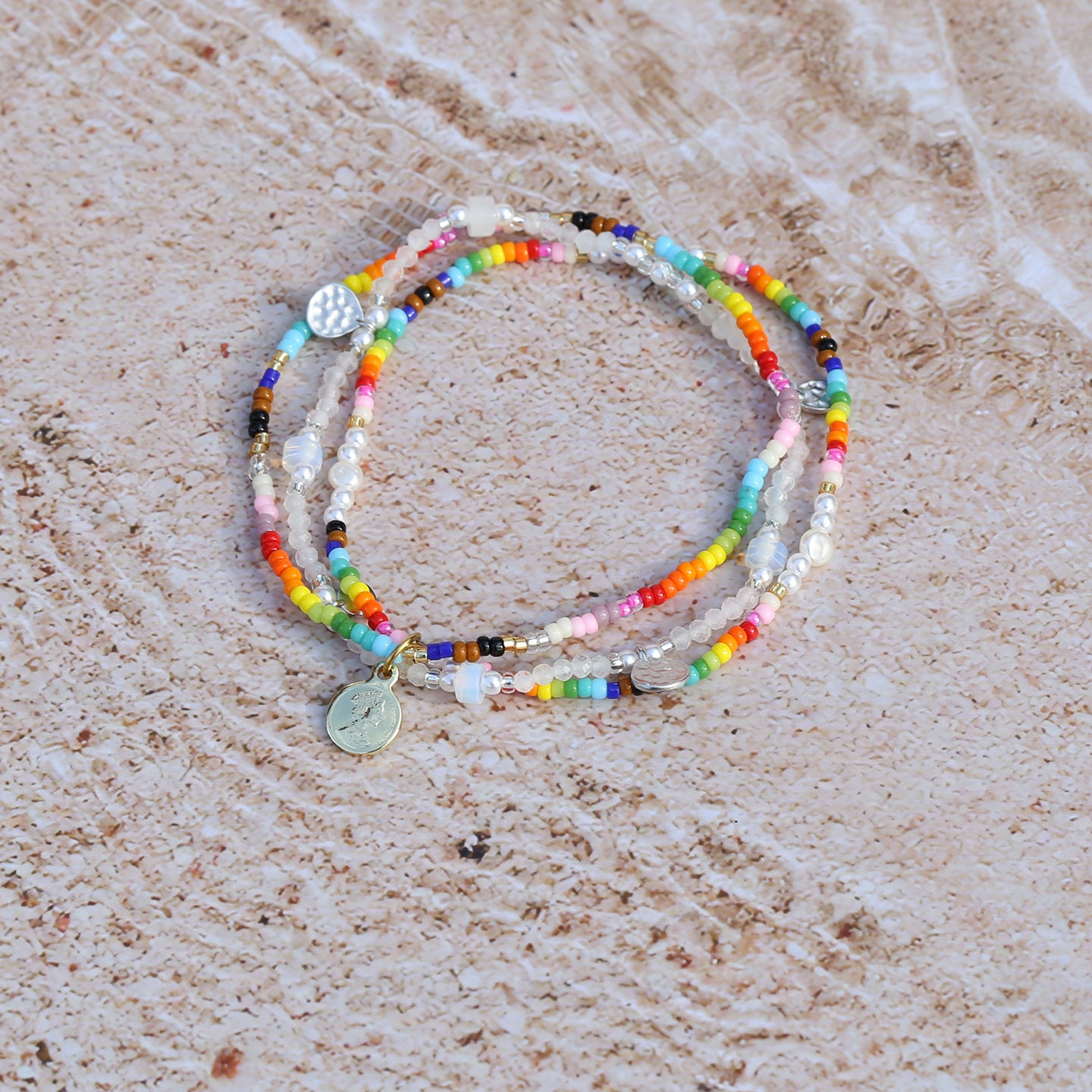 Casual Three-layer Stacked Bracelet For Women