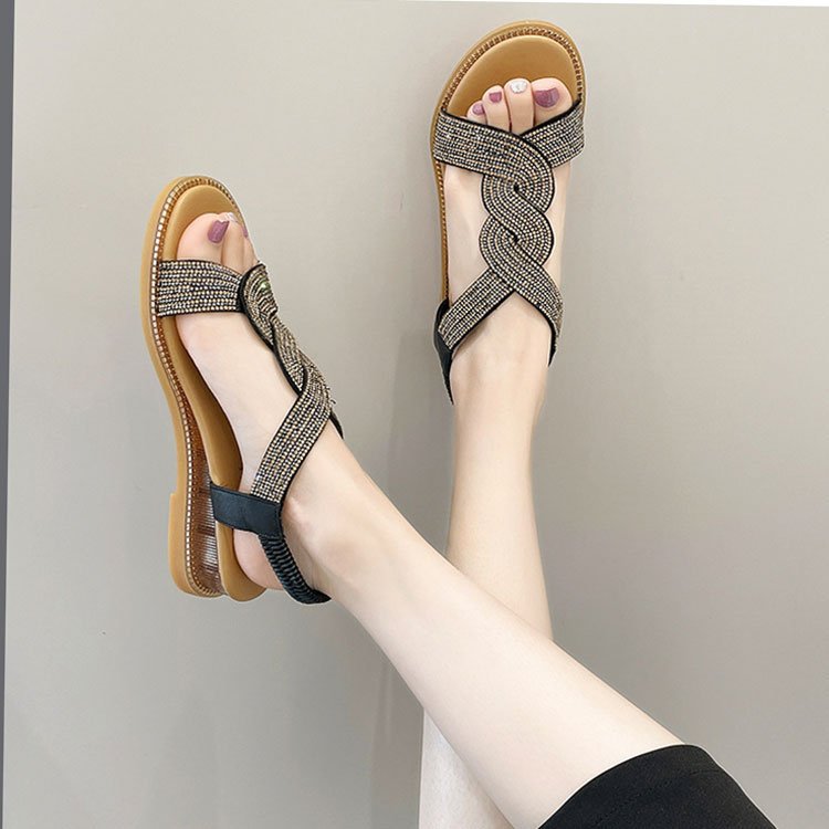 Women's Flat, Wedge-heeled, Slip-on Roman Sandals