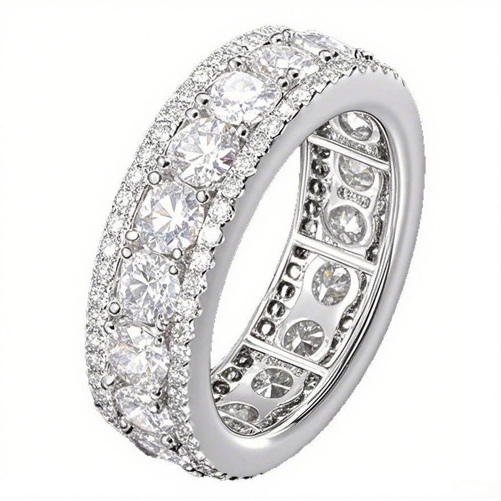 European And American-style Hip-hop Micro-paved Three-row Faux Spinning Ring