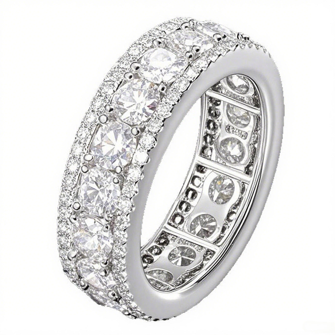 European And American-style Hip-hop Micro-paved Three-row Faux Spinning Ring