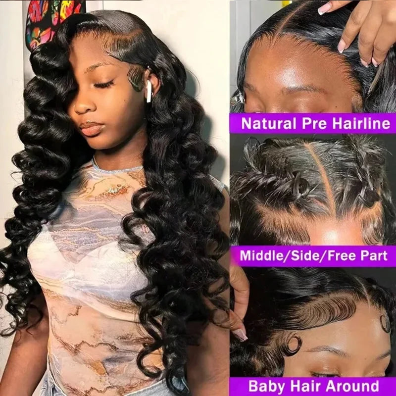 Deep Wave Human Hair Wig 13x4 Lace Front Wig For Women 200% Density Pre-Plucked With Baby Hair Transparent Lace Wig 22 Inch