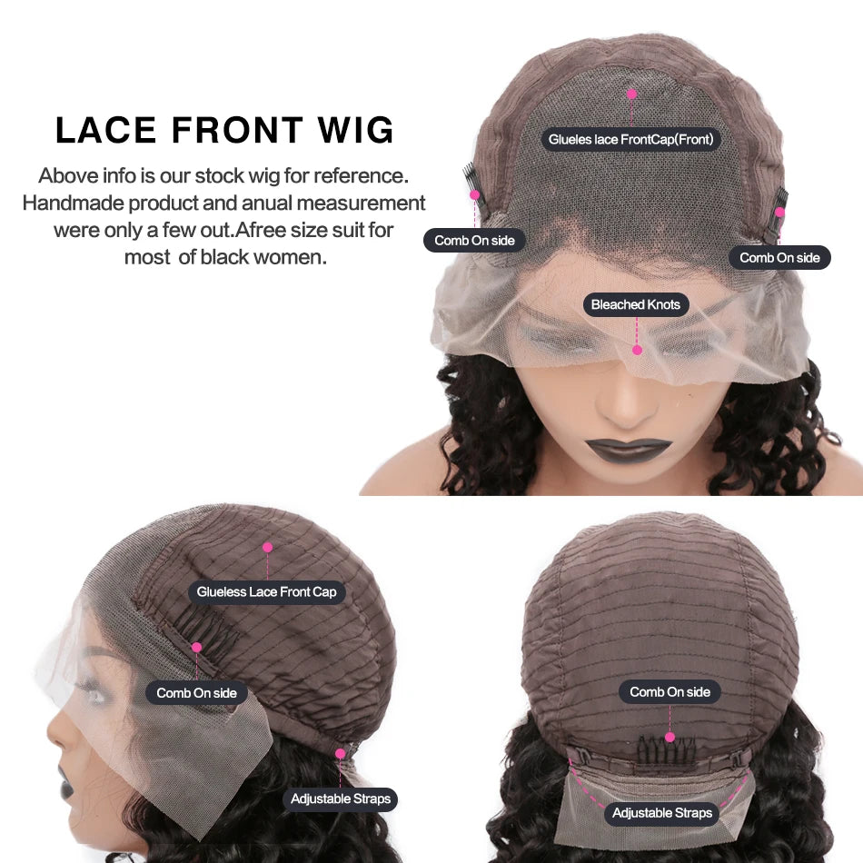 Rosabeauty 30 32 inch Curly Hd Lace Wig 13x6 Human Hair Wig Deep Wave Frontal Wig Brazilian Water Wave Human Hair Wigs For Women