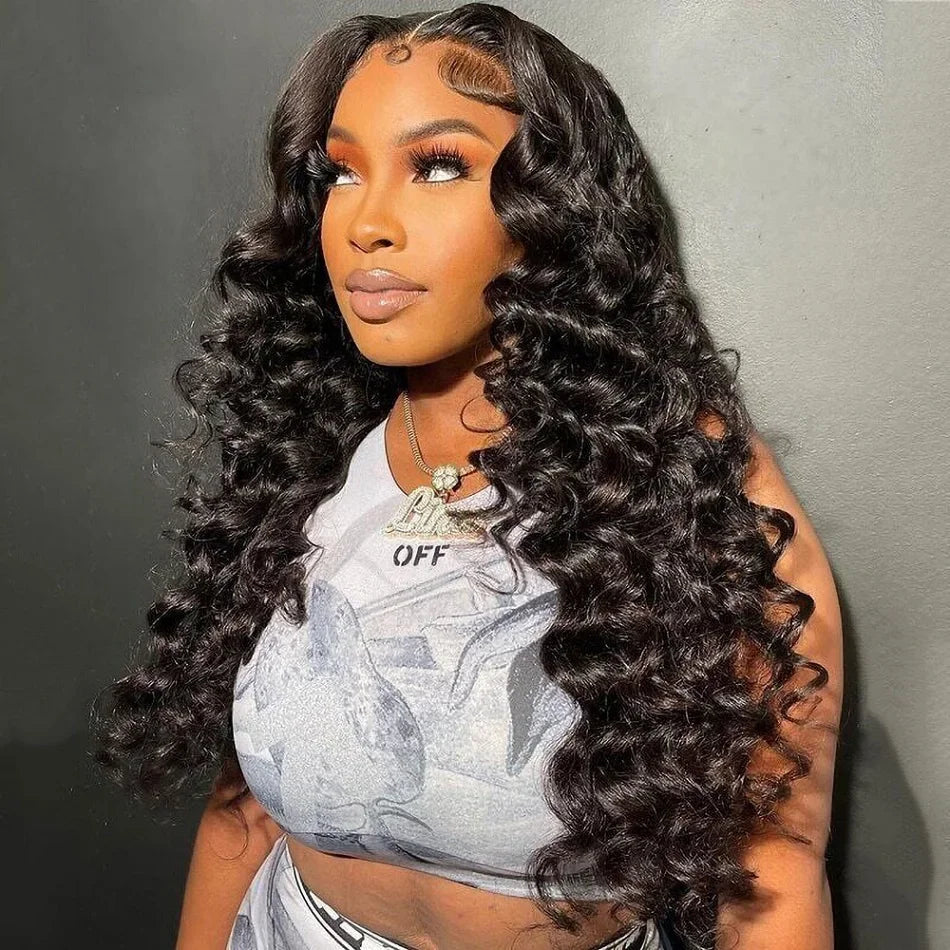 HD 13x6 Loose Nature Wave Lace Front Human Hair Wigs 250% Transparent 30 40 Inch 13x4 360 Full Deep Water Wave Lace Frontal Wig
