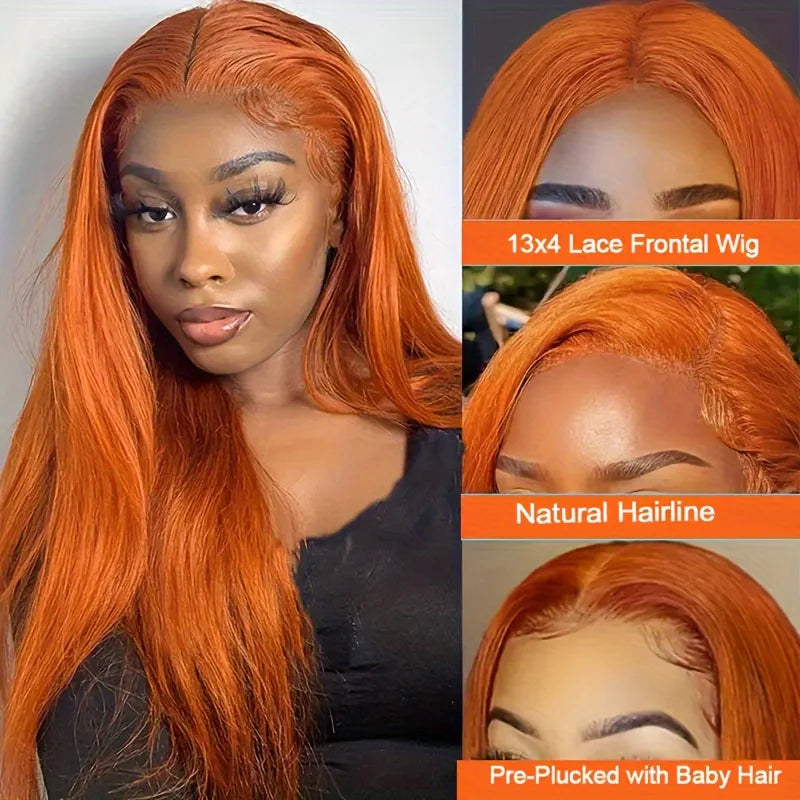 350 Ginger Straight Human Hair Wigs 13X4 13X6 Hd Lace Frontal Wigs 220% Density Preplucked Brazilian Human Hair Wigs For Women