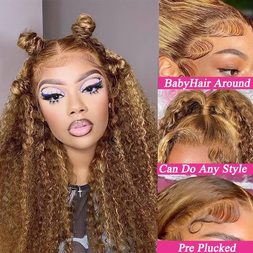 40 Inch Highlight Curly Human Hair Wig Water Wave Lace Frontal wigs Deep Wave 13x6 Hd Lace Front 100% Human Hair Pre Plucked Wig