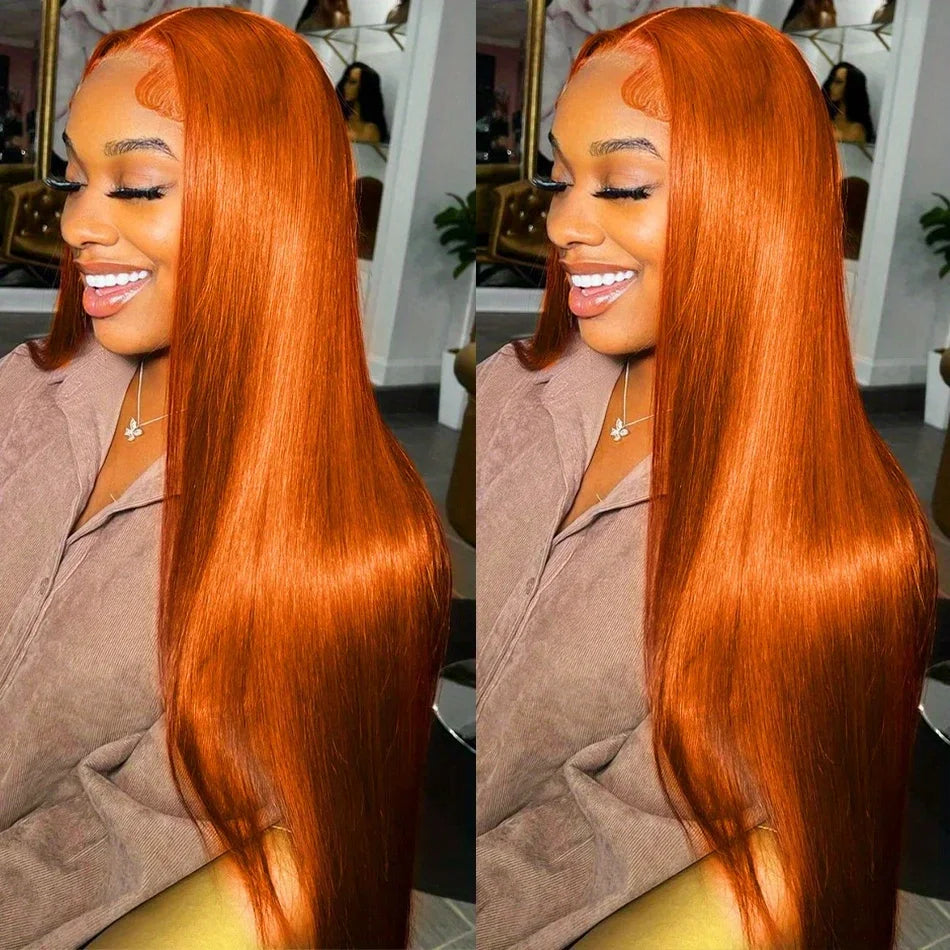 350 Ginger Straight Human Hair Wigs 13X4 13X6 Hd Lace Frontal Wigs 220% Density Preplucked Brazilian Human Hair Wigs For Women