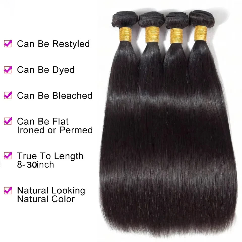 16A Straight Human Hair Bundles 100% Human Hair 40 Inch Brazilian Virgin Natural Black Unprocessed Raw Hair Bundles Extensions