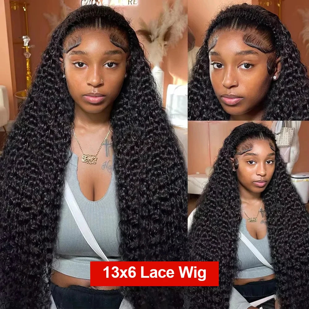 40 46 Inch Water Wave Curly Lace Front Wig 13x6 HD Deep Wave Lace Frontal Wig 300% Density 7x5 Glueless Human Hair Wig For Women