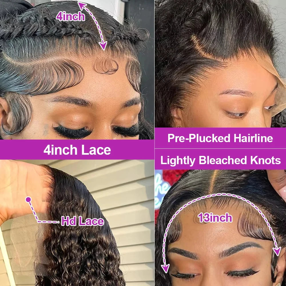 Wewave 13x6 Hd Lace Frontal Wig Water Wave Human Hair Wig Curly Wigs 1b Black Deep Wave Wigs Brazilian Hair Wigs Human Hair