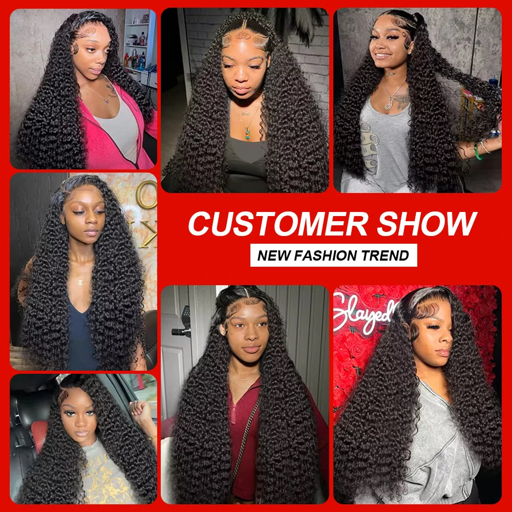 40 46 Inch Water Wave Curly Lace Front Wig 13x6 HD Deep Wave Lace Frontal Wig 300% Density 7x5 Glueless Human Hair Wig For Women