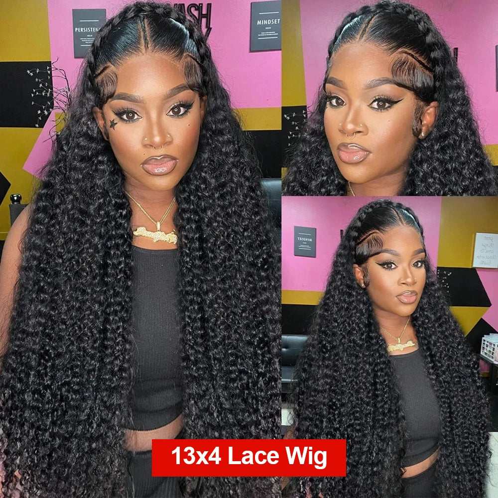 40 46 Inch Water Wave Curly Lace Front Wig 13x6 HD Deep Wave Lace Frontal Wig 300% Density 7x5 Glueless Human Hair Wig For Women
