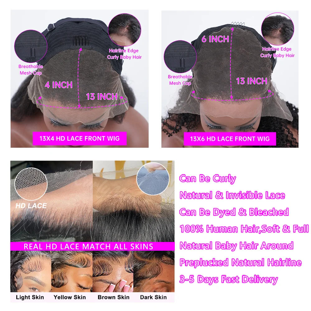 250% 30 40Inch Human Hair 13x6 HD Lace Frontal Wig Brazilian Loose Deep Wave Curly Human Hair 360 Full Lace Front Wig Preplucked