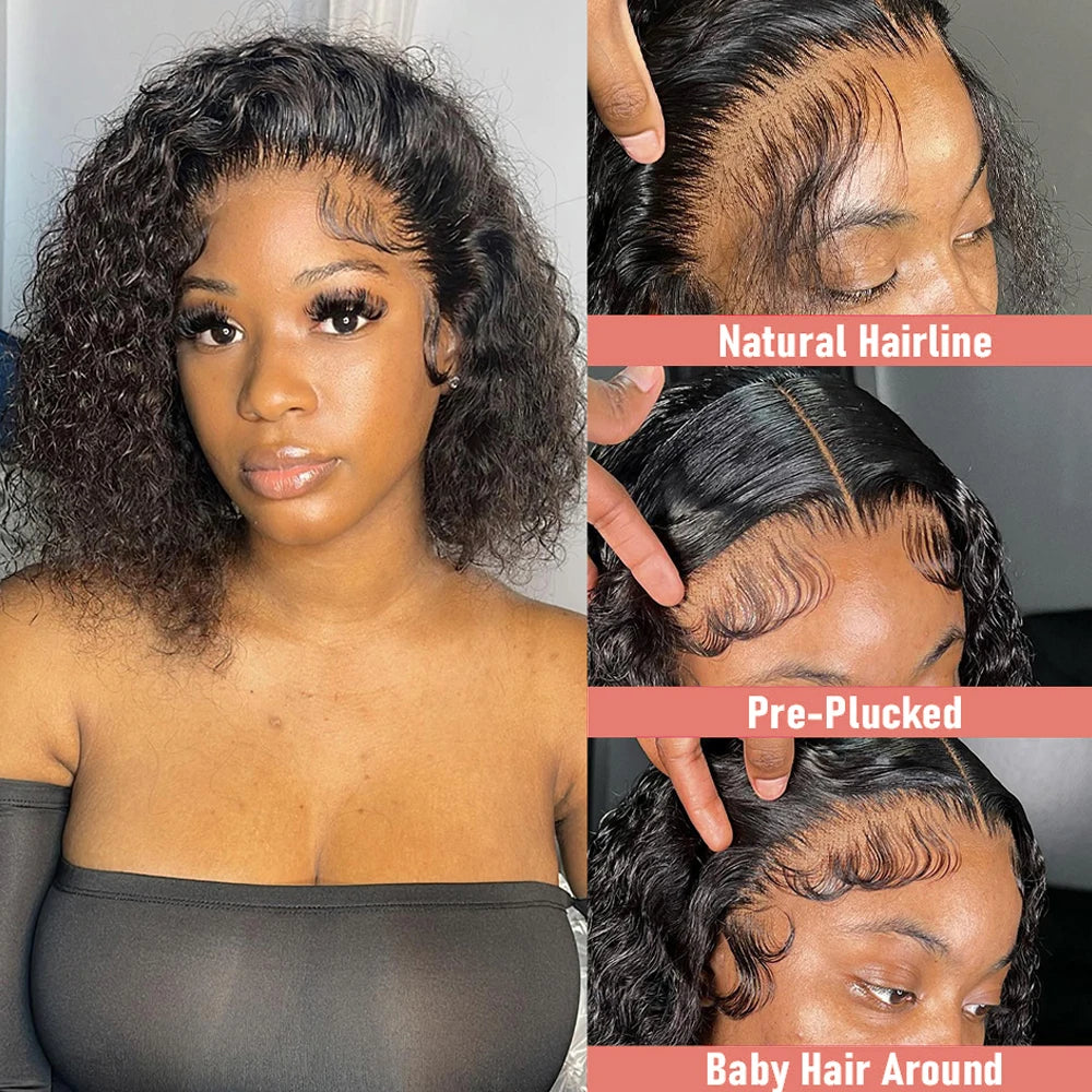 Pre Cut 7x5 Glueless Short bob Wigs Curly Human Hair Wig Deep Wave 13x4 13x6 Lace Front Human Hair Wig 250% HD Lace Frontal Wigs