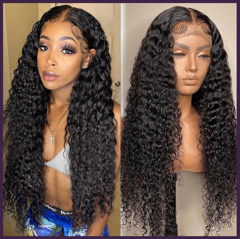 40 46 Inch Deep Wave 13x6 13x4 Hd Lace Front Human Hair Wig 250 Density Water Curly 360 Lace Frontal Wigs Human Hair For Women