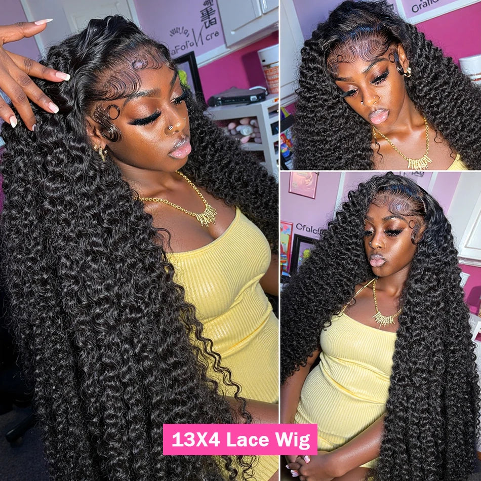 Rosabeauty 30 32 inch Curly Hd Lace Wig 13x6 Human Hair Wig Deep Wave Frontal Wig Brazilian Water Wave Human Hair Wigs For Women