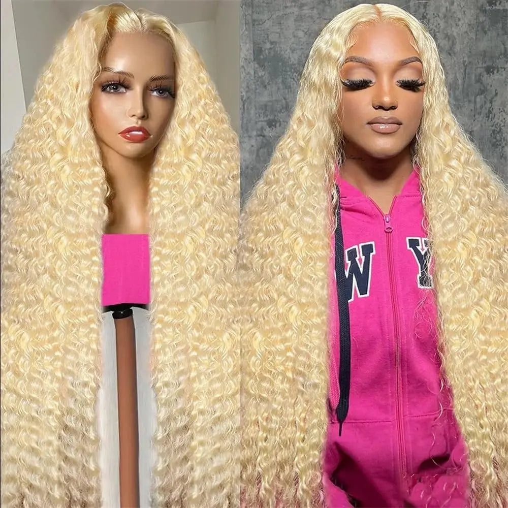 613 Curly Human Hair Wig 230% Density Blonde Water Wave 13x6 Frontal Wig Hd Lace 13x4 Transparent Lace Front wig For Women