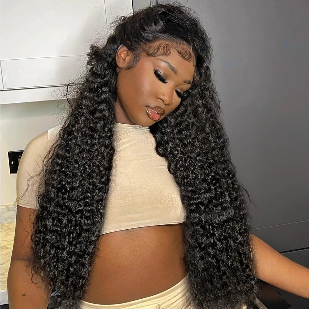 40 46 Inch Water Wave Curly Lace Front Wig 13x6 HD Deep Wave Lace Frontal Wig 300% Density 7x5 Glueless Human Hair Wig For Women