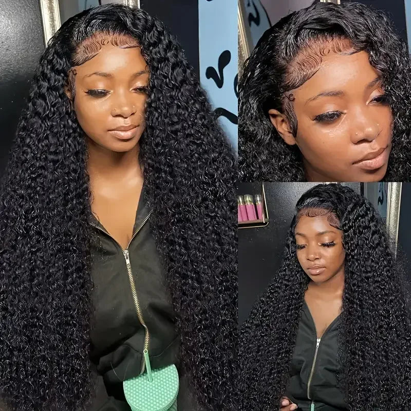 Human Hair Deep Wigs 44 46 inch 13x6 HD Transparent Lace Front PrePlucked Brazilian Deep Wave Lace Frontal Wig with deep Hair