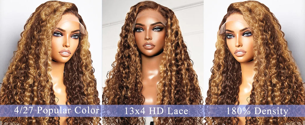 40 Inch Highlight Curly Human Hair Wig Water Wave Lace Frontal wigs Deep Wave 13x6 Hd Lace Front 100% Human Hair Pre Plucked Wig
