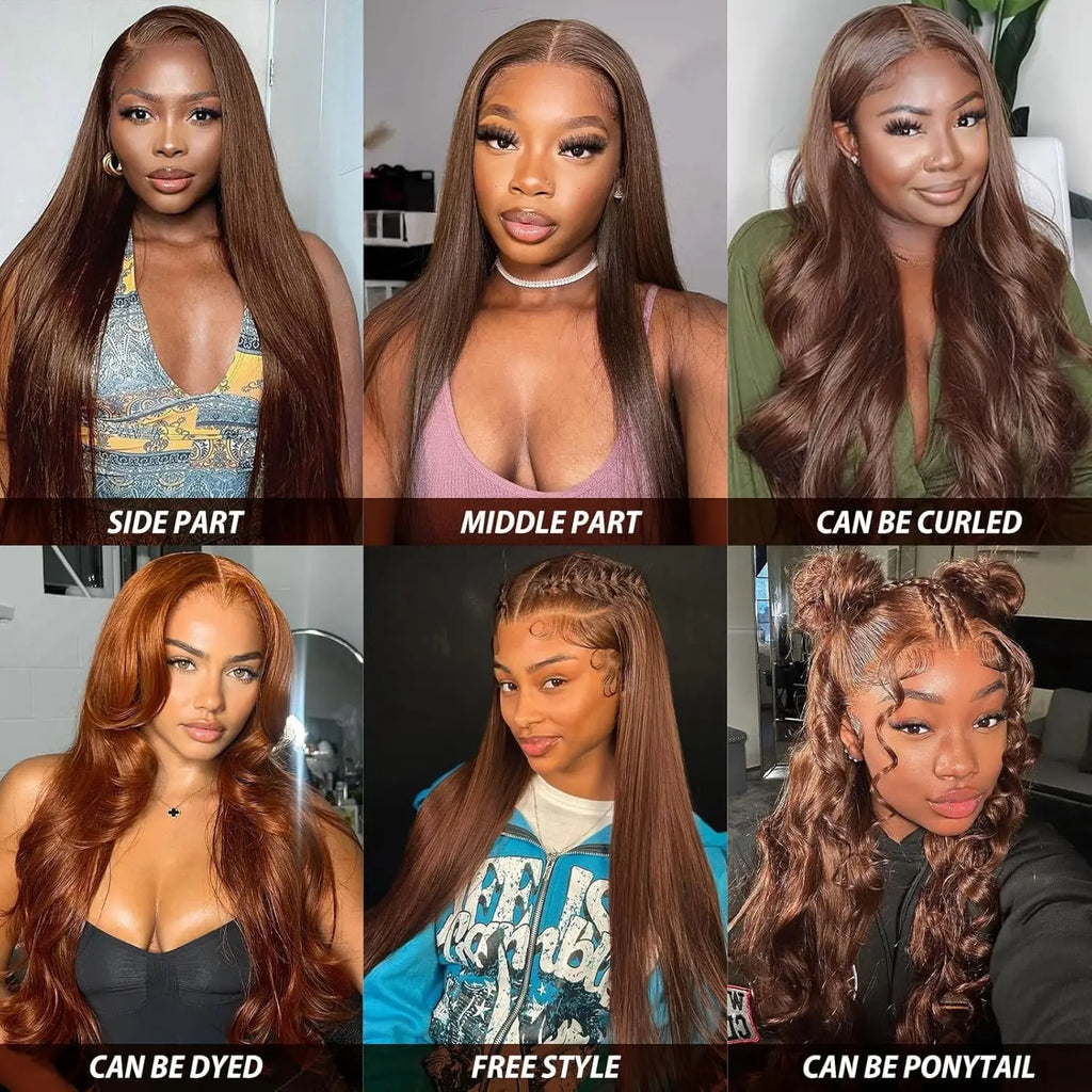40 Inch Straight Chocolate Brown 13x6 Human Hair Wigs Hd Lace Front Wigs Pre Plucked 100% Real Human hair Wig For Black Women