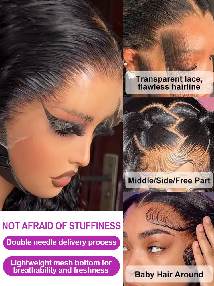 HD 13x6 Loose Nature Wave Lace Front Human Hair Wigs 250% Transparent 30 40 Inch 13x4 360 Full Deep Water Wave Lace Frontal Wig