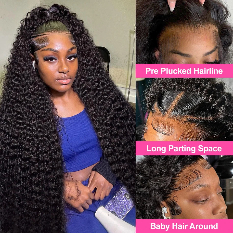 Rosabeauty 30 32 inch Curly Hd Lace Wig 13x6 Human Hair Wig Deep Wave Frontal Wig Brazilian Water Wave Human Hair Wigs For Women