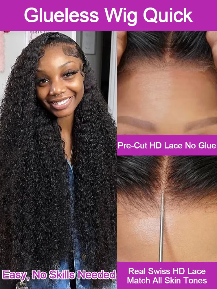 40 46 Inch Water Wave Curly Lace Front Wig 13x6 HD Deep Wave Lace Frontal Wig 300% Density 7x5 Glueless Human Hair Wig For Women