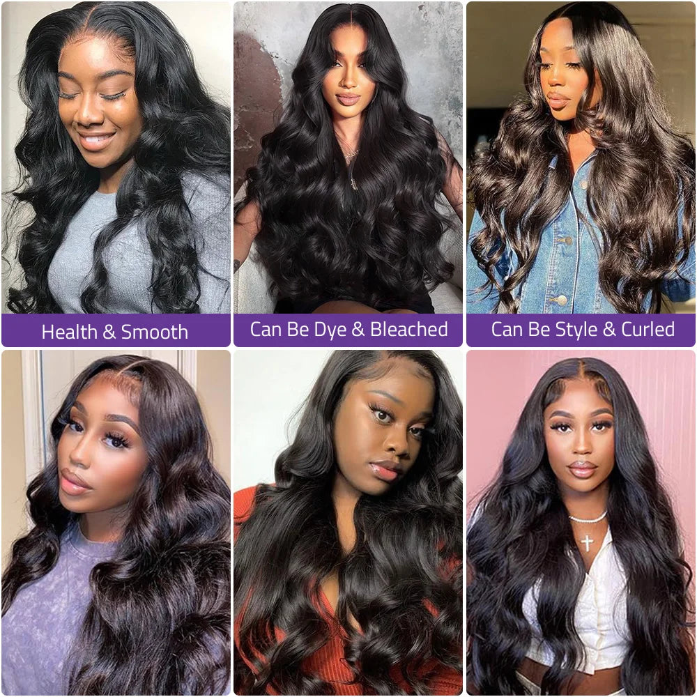 30 38 Inch Body Wave 13x6 HD Lace Frontal Wig Brazilian 13x4 Transparent Lace Front 100% Human Hair Wigs For Women Pre Plucked