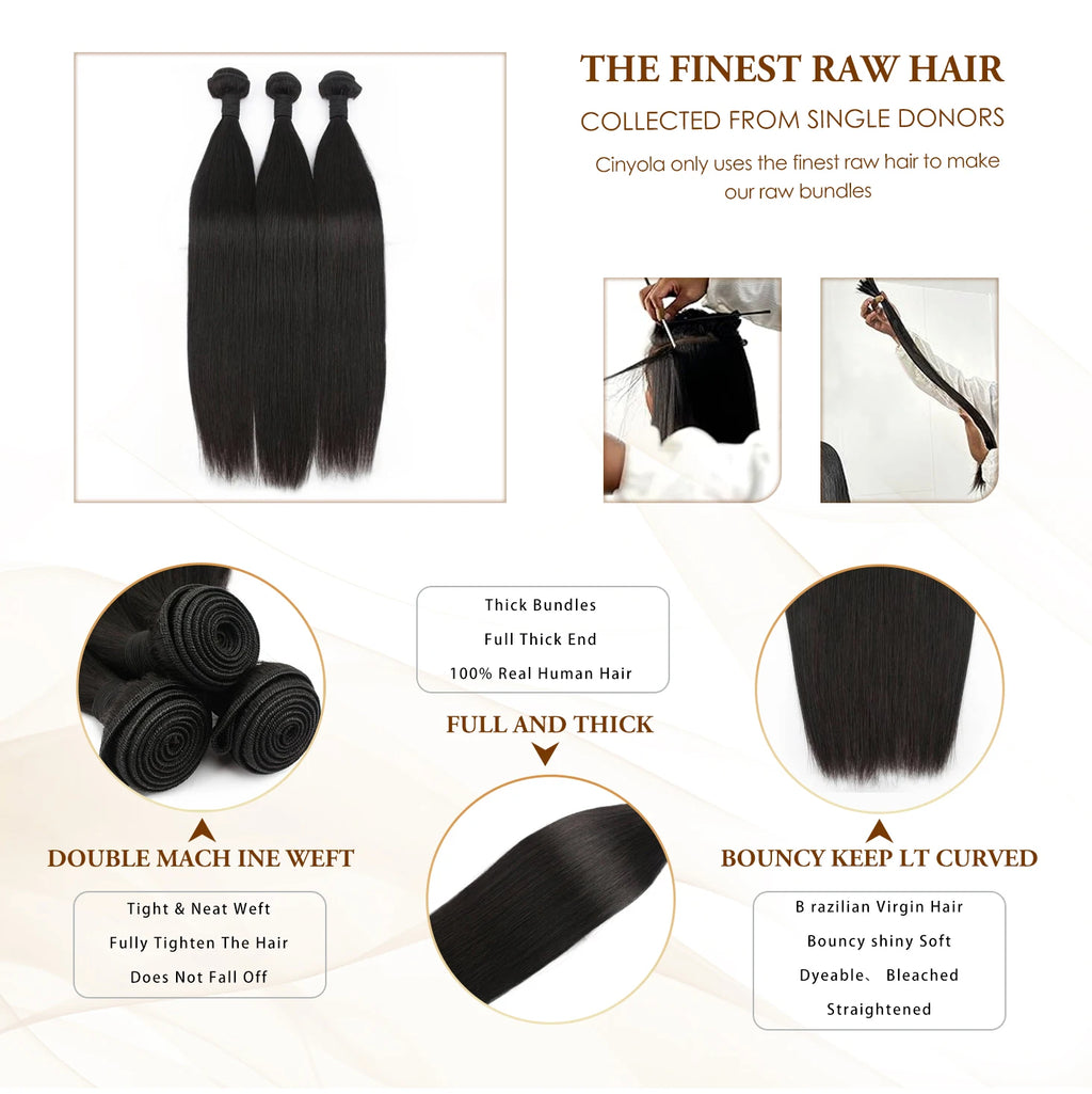 16A Straight Human Hair Bundles 100% Human Hair 40 Inch Brazilian Virgin Natural Black Unprocessed Raw Hair Bundles Extensions