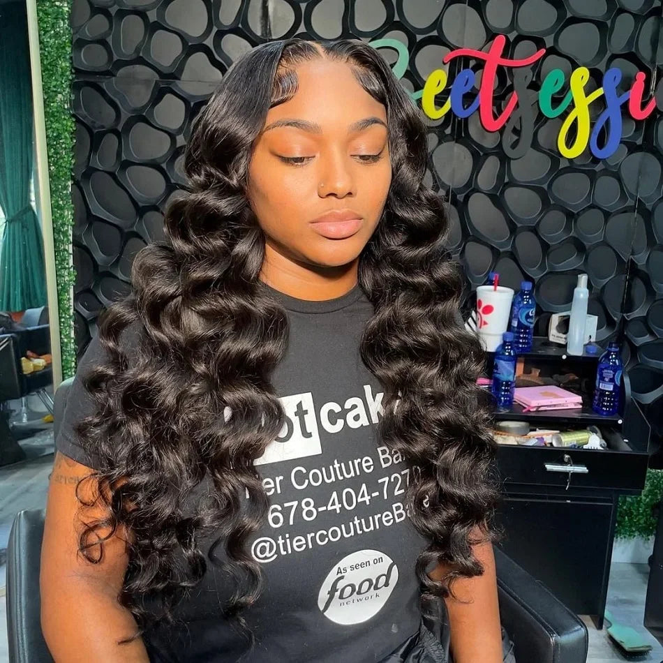 HD 13x6 Loose Nature Wave Lace Front Human Hair Wigs 250% Transparent 30 40 Inch 13x4 360 Full Deep Water Wave Lace Frontal Wig