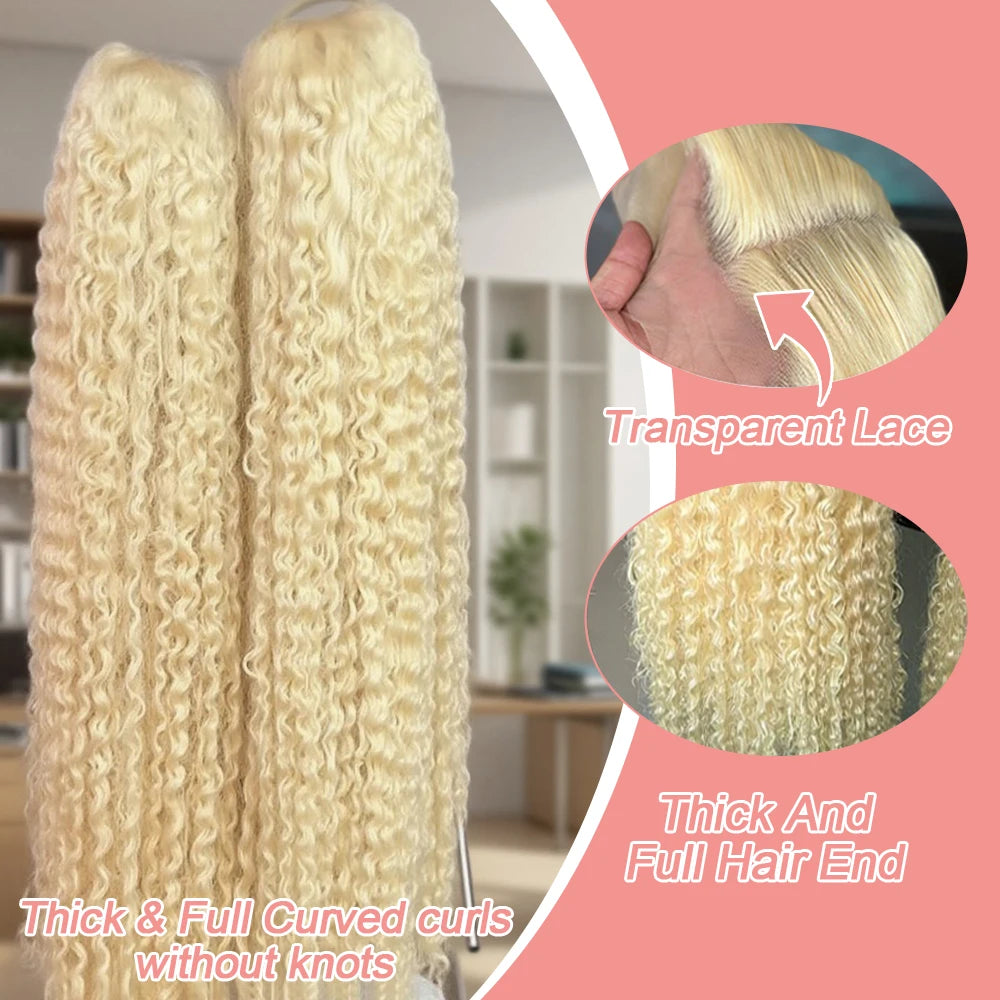 40 Inch Honey Blonde 613 HD Lace Frontal Wig 13x6 Curly Wigs Preplucked Loose Deep Wave Wigs Human Hair 13x4 Lace Frontal Wig